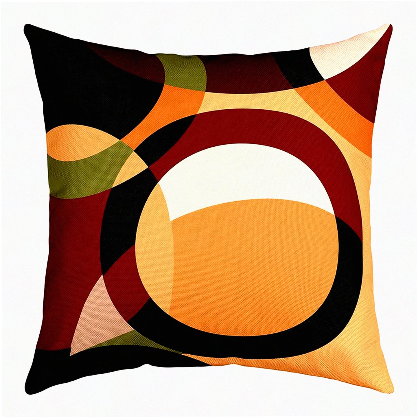 GeoStripe Decorative Pillow Cover Set - Brown Red Green Square Cushion Case for Couch Sofa Bedroom Living Room - Soft Geometry Stripe Line Design - Pack of 4, 16x16 Inches