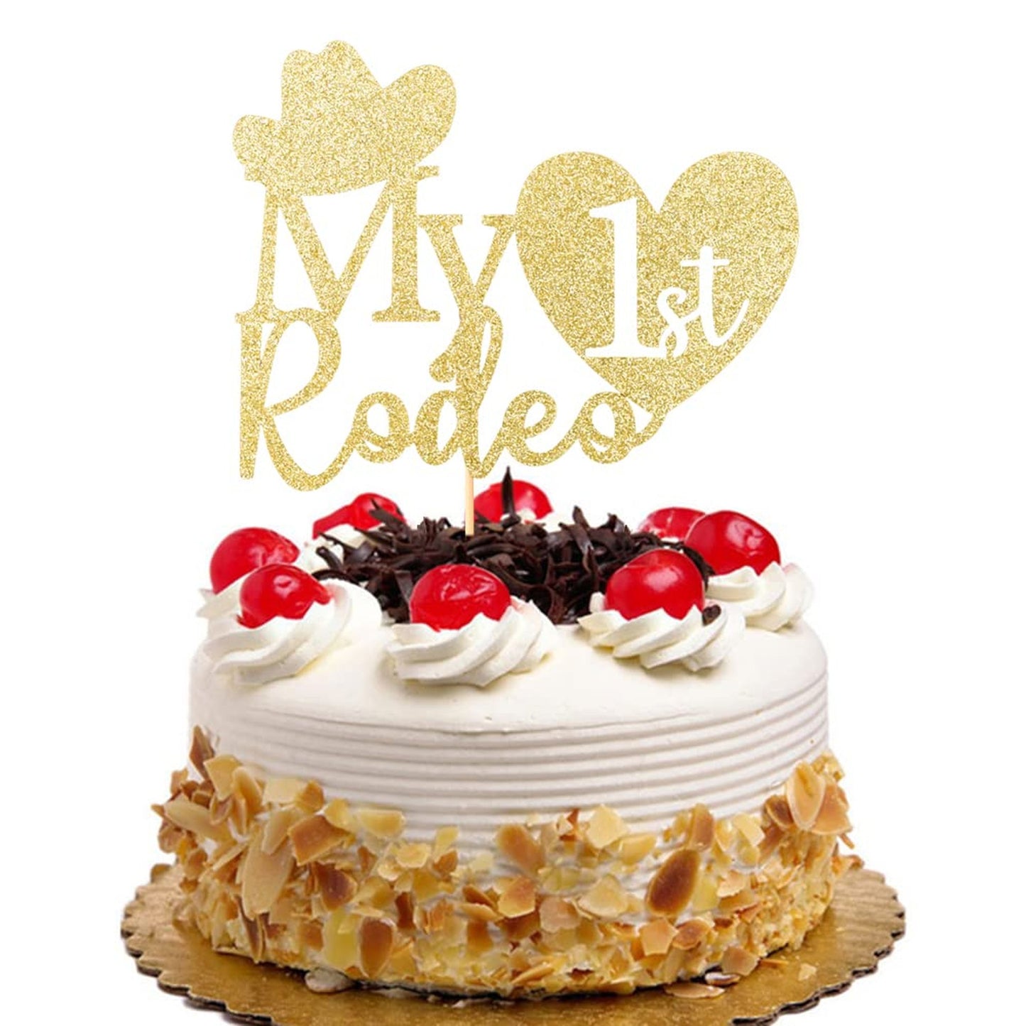 Rodeo Roundup Cake Topper - Cowboy Cowgirl Birthday Party Decor Kit with Gold Accents for Western Theme First Birthday or Baby Shower Bash!