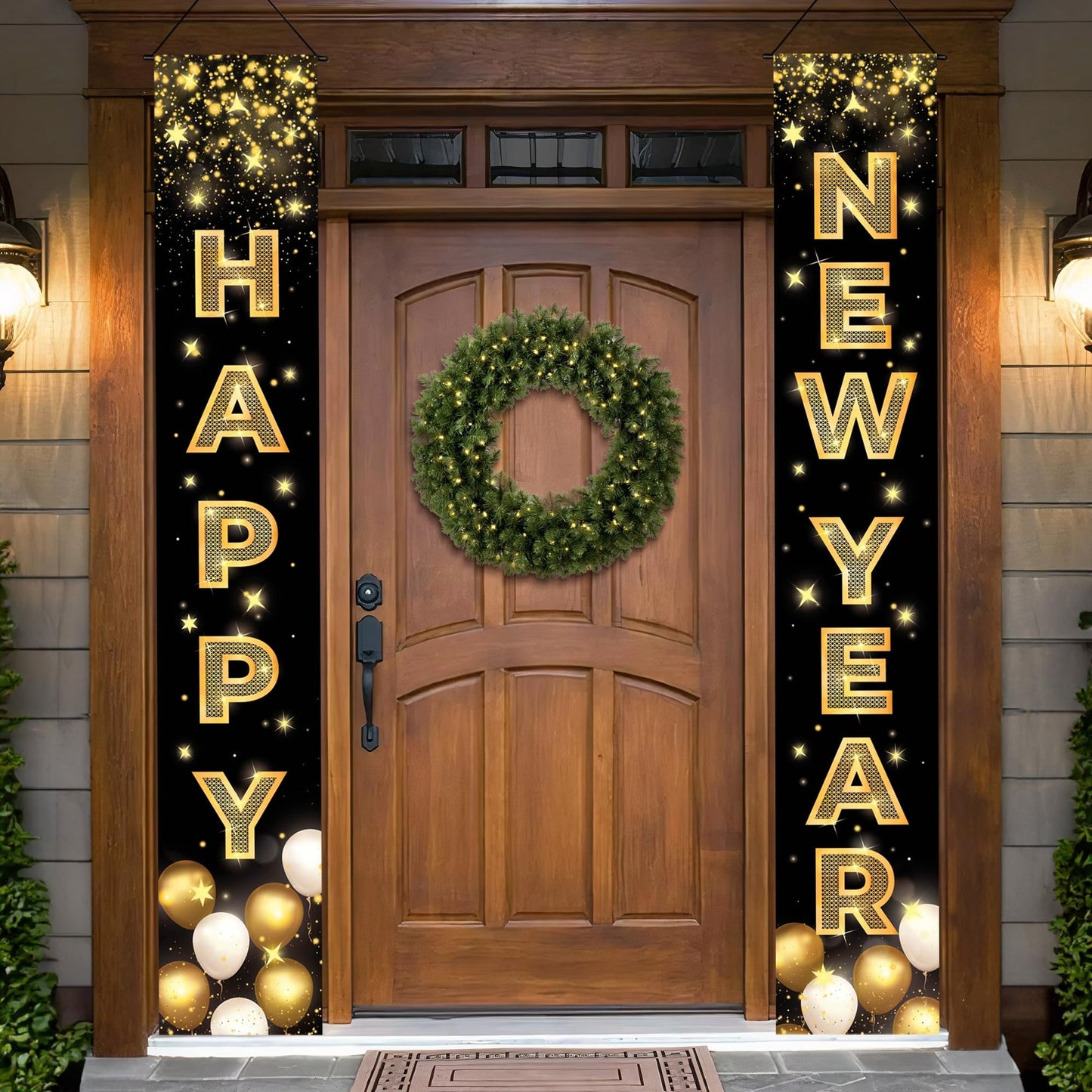 Happy New Year Mega Banner - 72x12 Inch New Years Eve Backdrop for Decorations & Party Supplies - XtraLarge 2024 Door Banner for Festive Celebrations