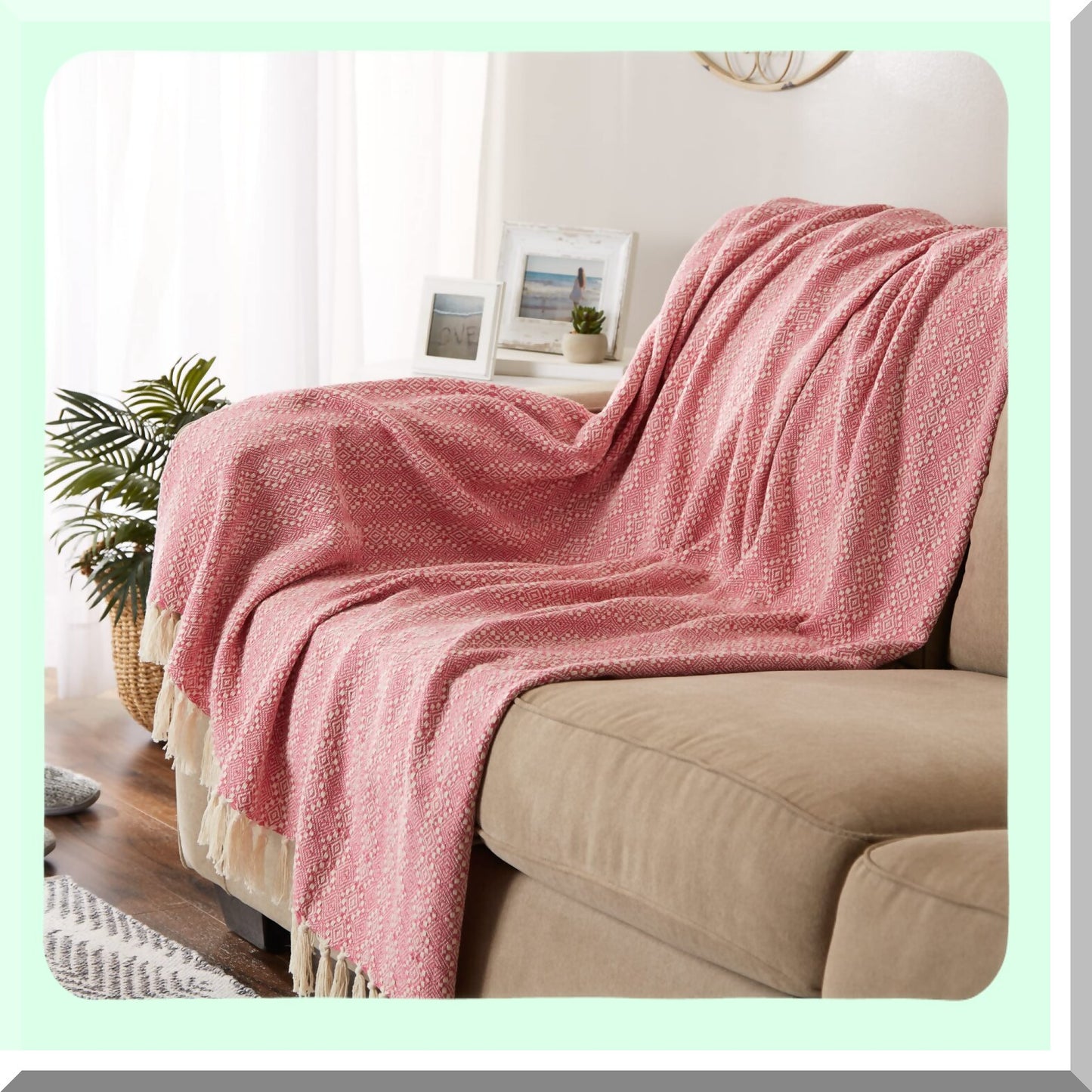 Modern Rose Diamond Stitch Woven Throw Blanket - 50 x 60