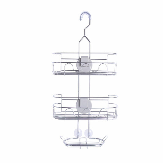 Adjustable Metal Shower Caddy with Soap Dish and Hooks