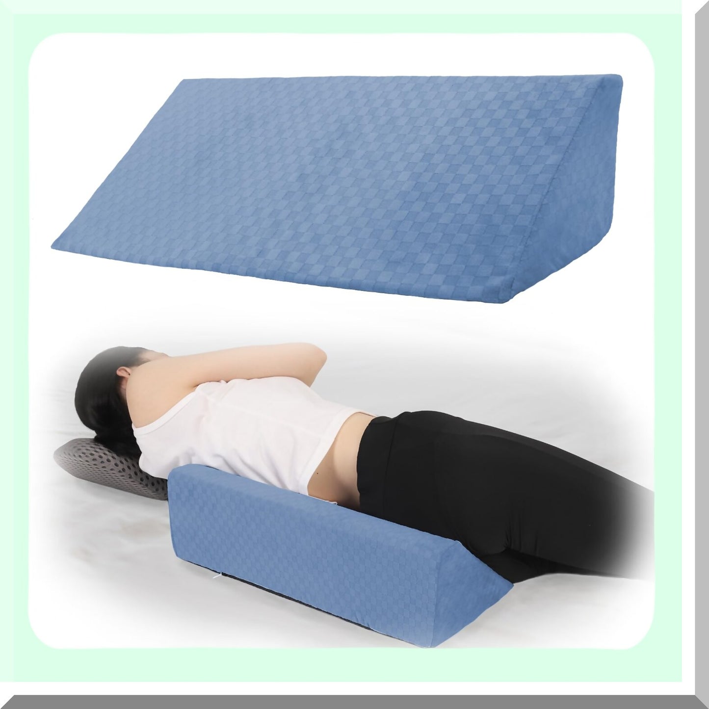 SleepEase Side Sleeper Body Positioning Wedge Pillow - Elevate Your Sleep Comfort with this Side Wedge Pillow for Back Positioning. Ideal for Elderly and Pregnant Women, Helps Prevent Bed Sores. Light Blue Color.