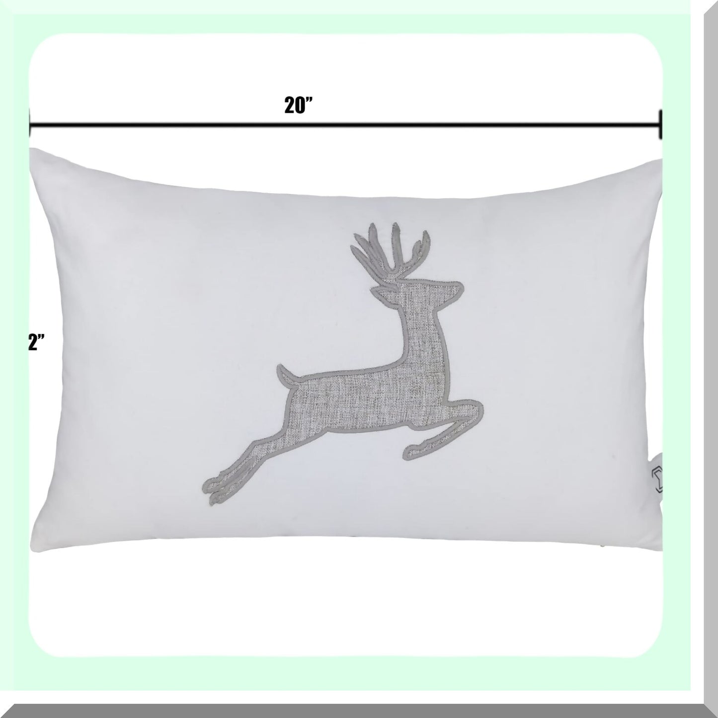 Luxury Deer Lumbar Pillow Covers - Set of 2 12x20 Throw Pillow Covers for Couch Sofa Bedroom - Soft White Decorative Cushion Cases - Home Accent