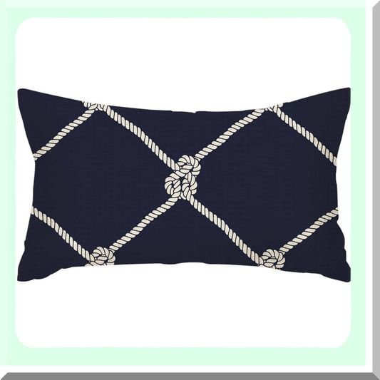 Nautical Rope Knots Navy Blue Pillow Cover 12x20