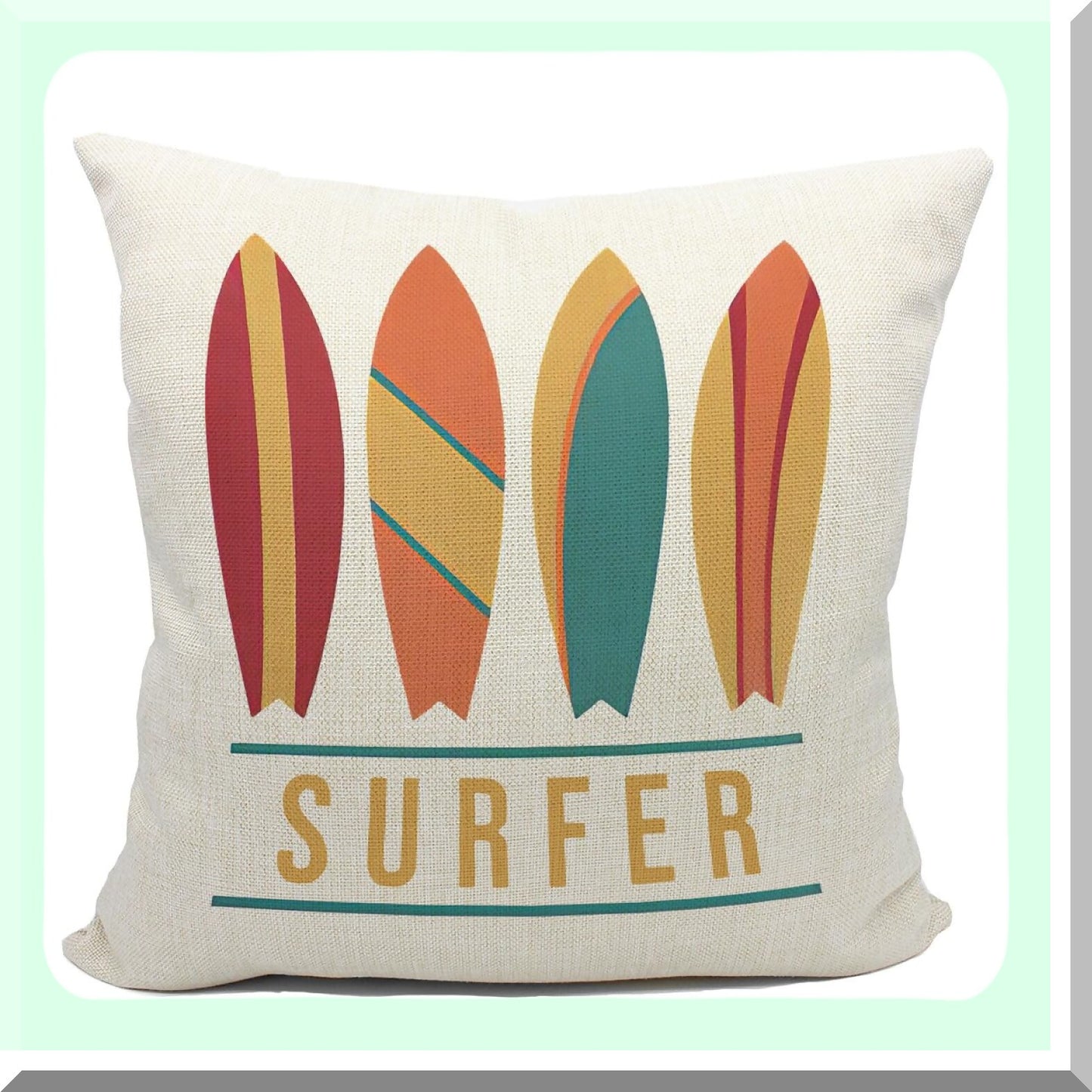 Surfside Vibes Decorative Pillow Collection - Beachy Throw Pillows, Surfboard Covers 18x18 - Coastal House Gifts for Teen Girls - Aesthetic Beach Room Decor