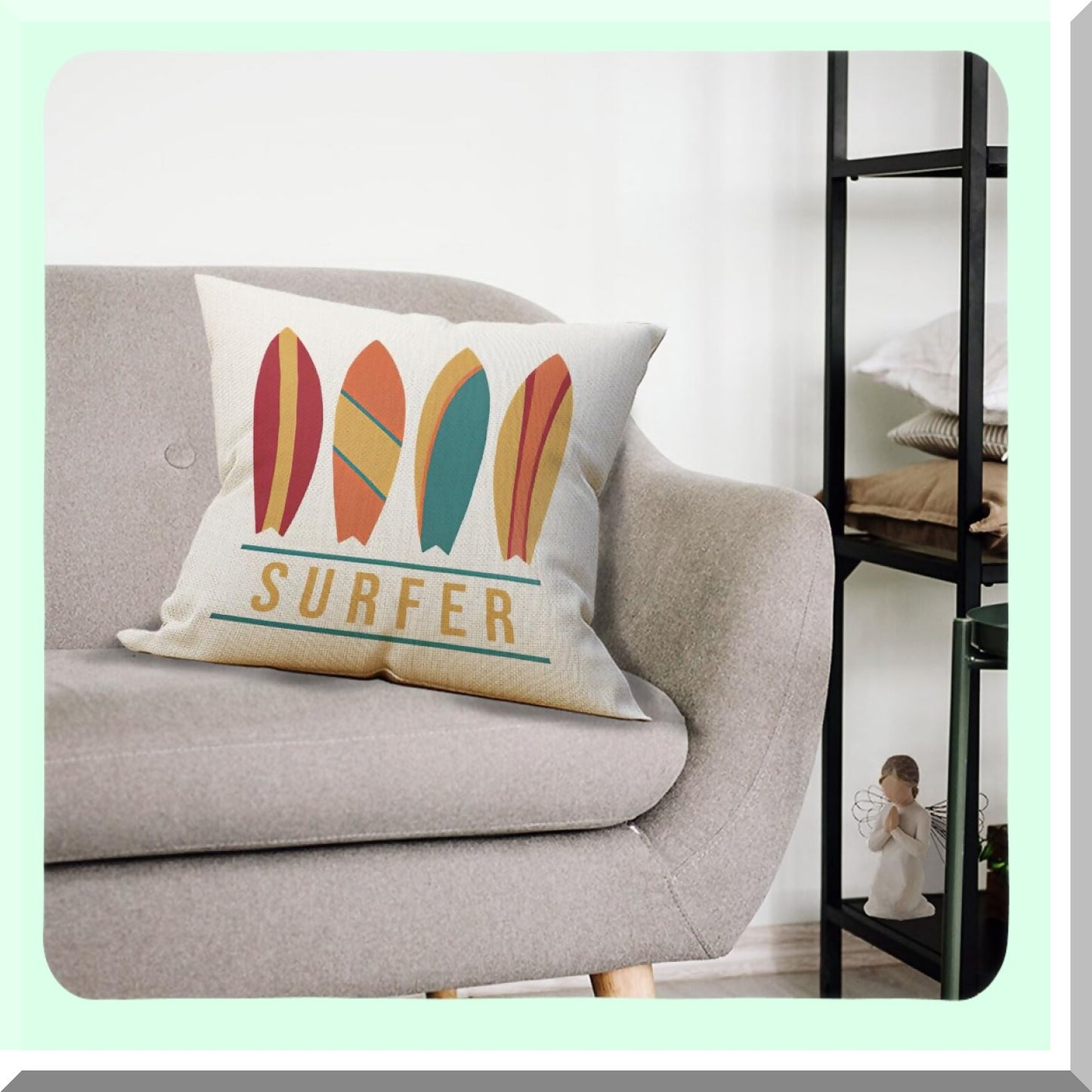 Surfside Vibes Decorative Pillow Collection - Beachy Throw Pillows, Surfboard Covers 18x18 - Coastal House Gifts for Teen Girls - Aesthetic Beach Room Decor
