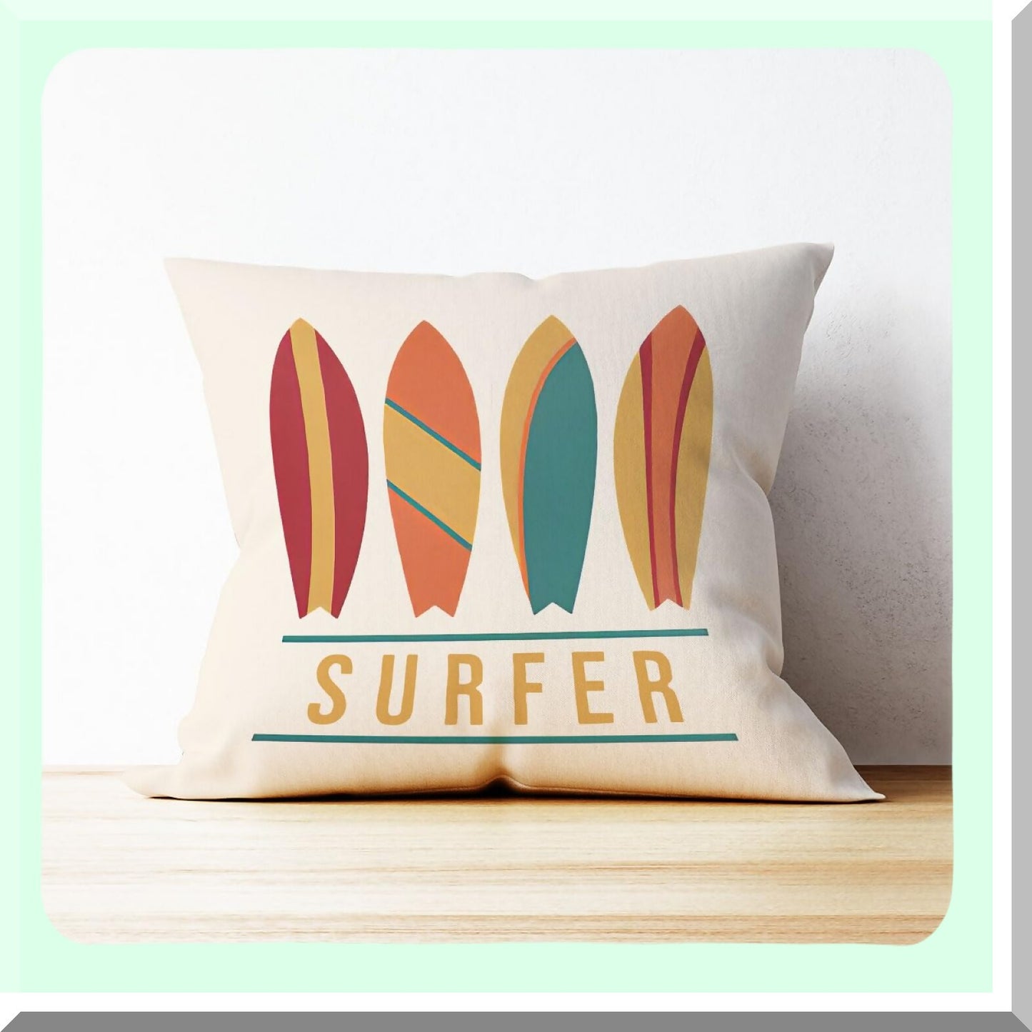 Surfside Vibes Decorative Pillow Collection - Beachy Throw Pillows, Surfboard Covers 18x18 - Coastal House Gifts for Teen Girls - Aesthetic Beach Room Decor