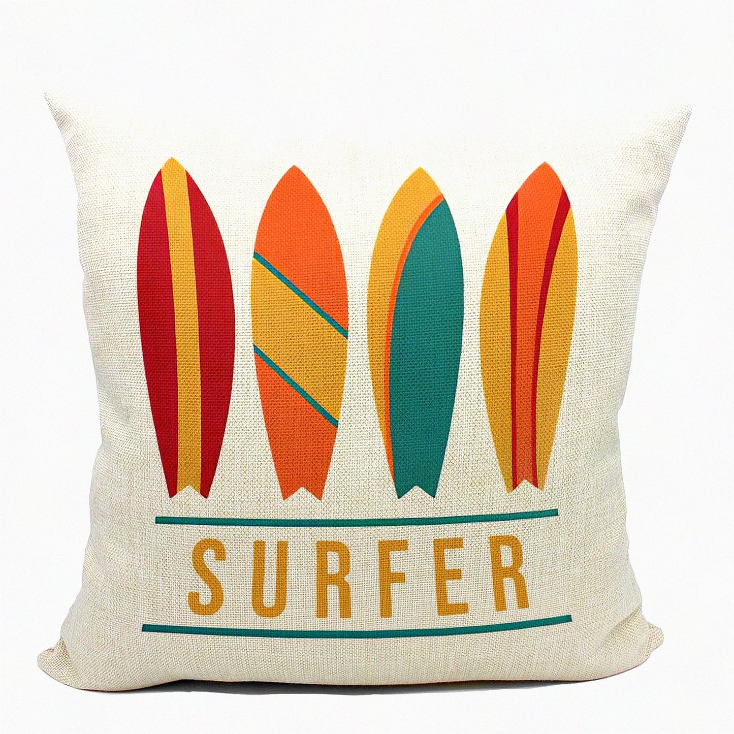 Surfside Vibes Decorative Pillow Collection - Beachy Throw Pillows, Surfboard Covers 18x18 - Coastal House Gifts for Teen Girls - Aesthetic Beach Room Decor