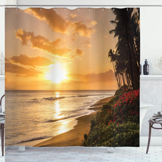 Hawaiian Shower Curtain 69x70 inches with Hooks