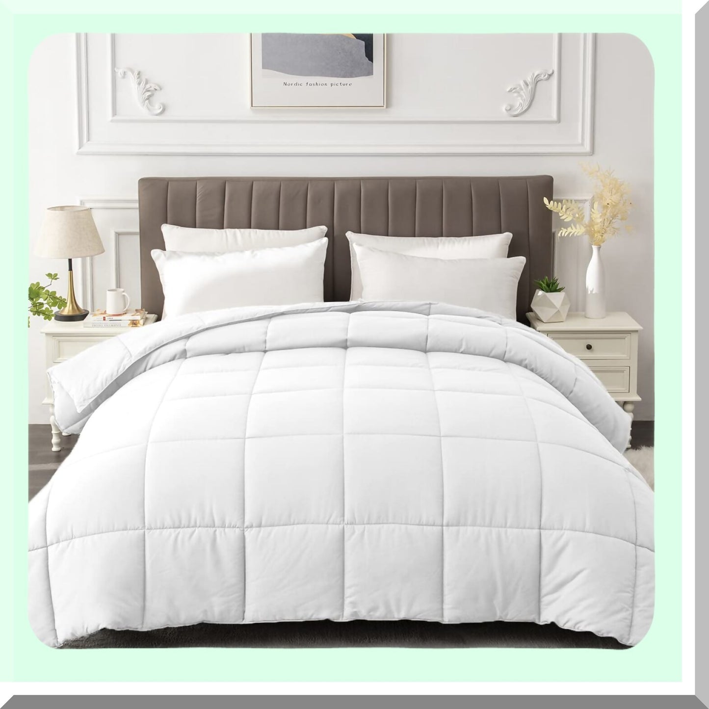 All Season Twin Comforter - Quilted Down Alternative Duvet Insert with Corner Tabs - White Twin Size Bedding - Winter Summer Fluffy Soft - Machine Washable - Bedroom Comforter
