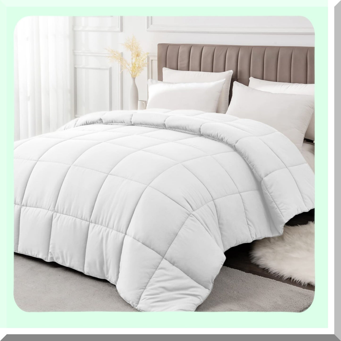 All Season Twin Comforter - Quilted Down Alternative Duvet Insert with Corner Tabs - White Twin Size Bedding - Winter Summer Fluffy Soft - Machine Washable - Bedroom Comforter