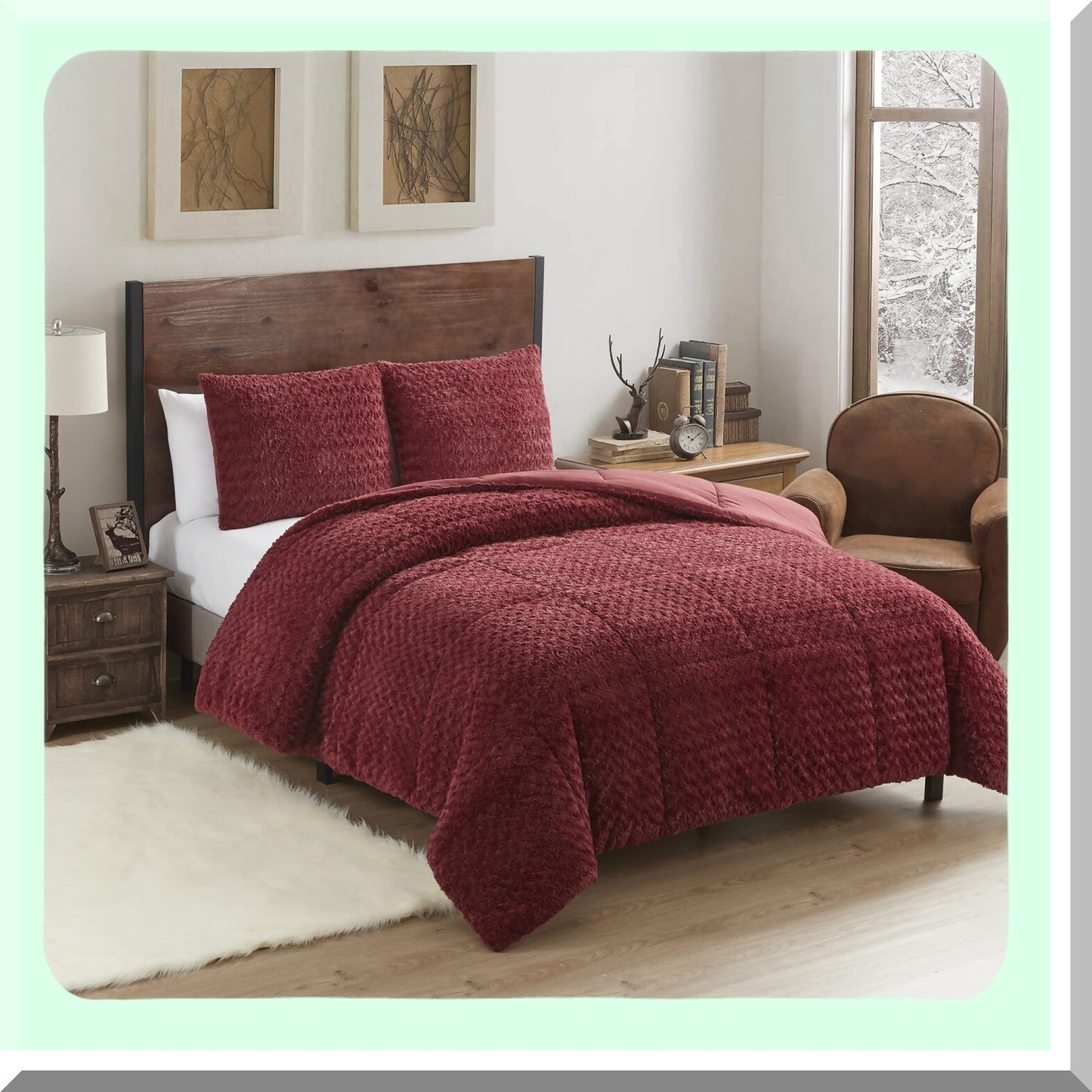 Burgundy Animal Print Comforter Set - 3 Piece Queen Bedding with Shams - Ultra Soft and Cozy - Luxurious Queen Size Comforter Set