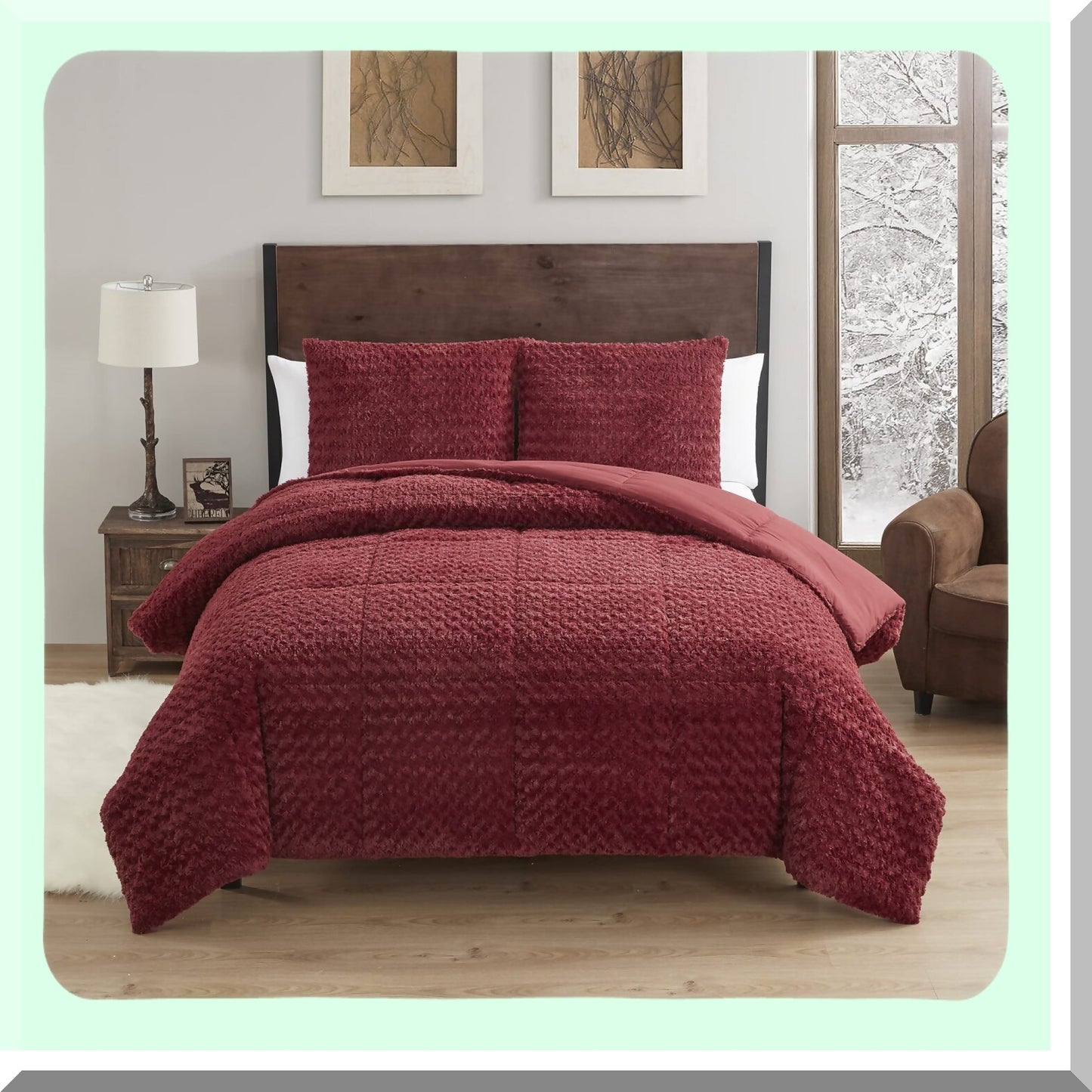 Burgundy Animal Print Comforter Set - 3 Piece Queen Bedding with Shams - Ultra Soft and Cozy - Luxurious Queen Size Comforter Set