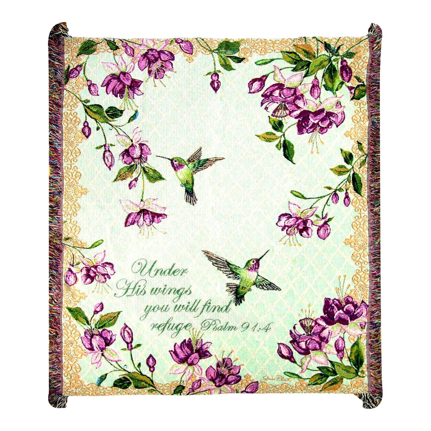 Psalm 91:4 Tapestry Throw - 50x60 Woven Blanket for Woodworkers & Weavers