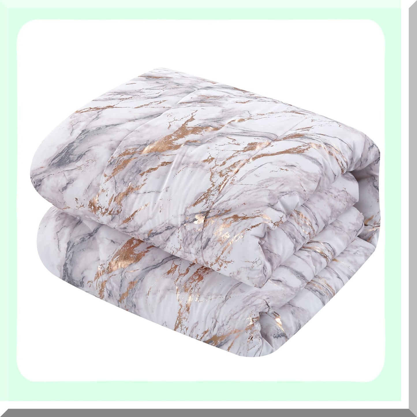 Rose Gold Marble Dream Comforter Set - Full/Queen Size - Luxurious Bedding Set with Elegant Marble Design - Soft and Cozy for a Good Night's Sleep