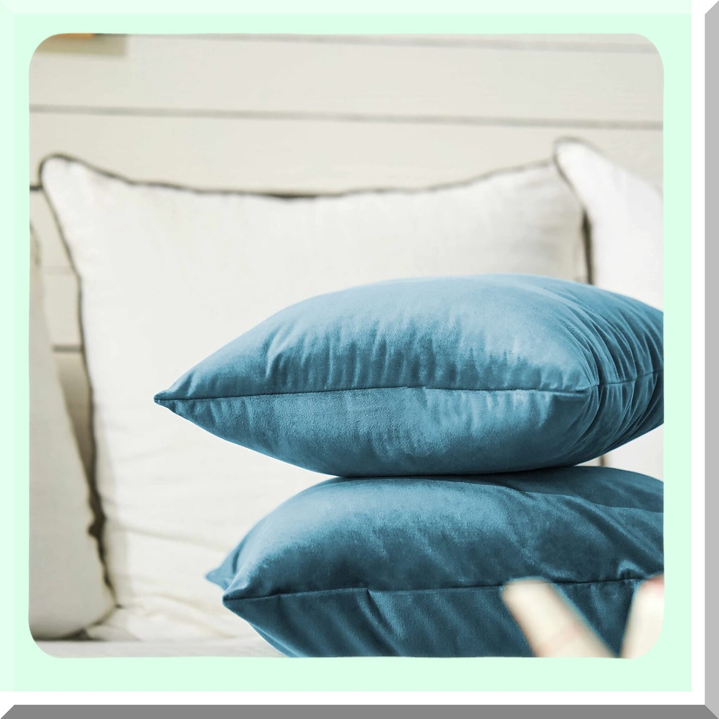 VelvetSoft Square Pillowcase Set - Light Blue 20x20 Inch - Sofa/Couch Decorative Cushion Covers - Pack of 2 - Solid Color Theme