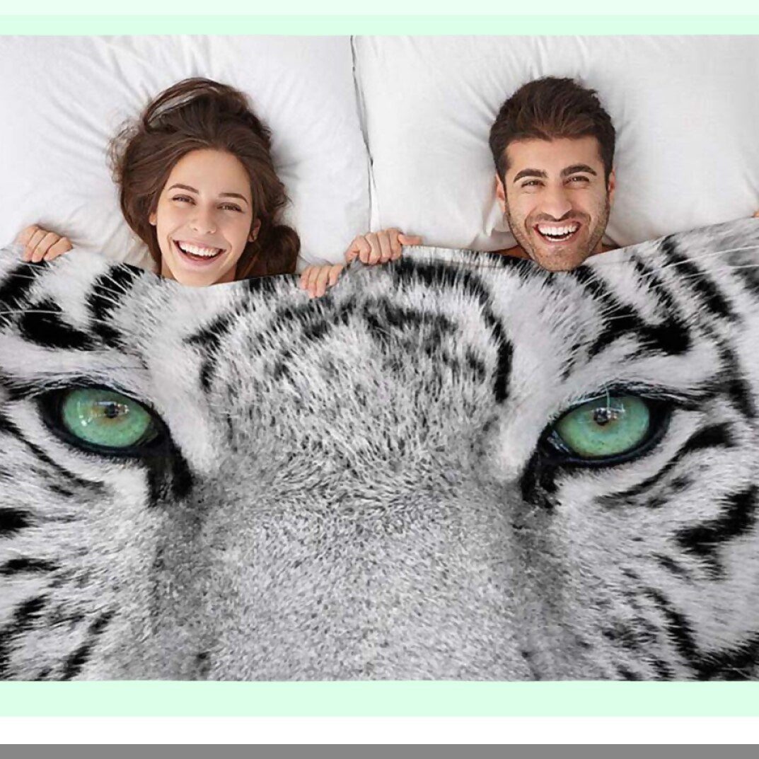White Tiger Cozy Flannel Throw - Soft, Warm, Decorative Plush Blanket for Baby, Toddler, Dog, Cat - 30x40 Inch