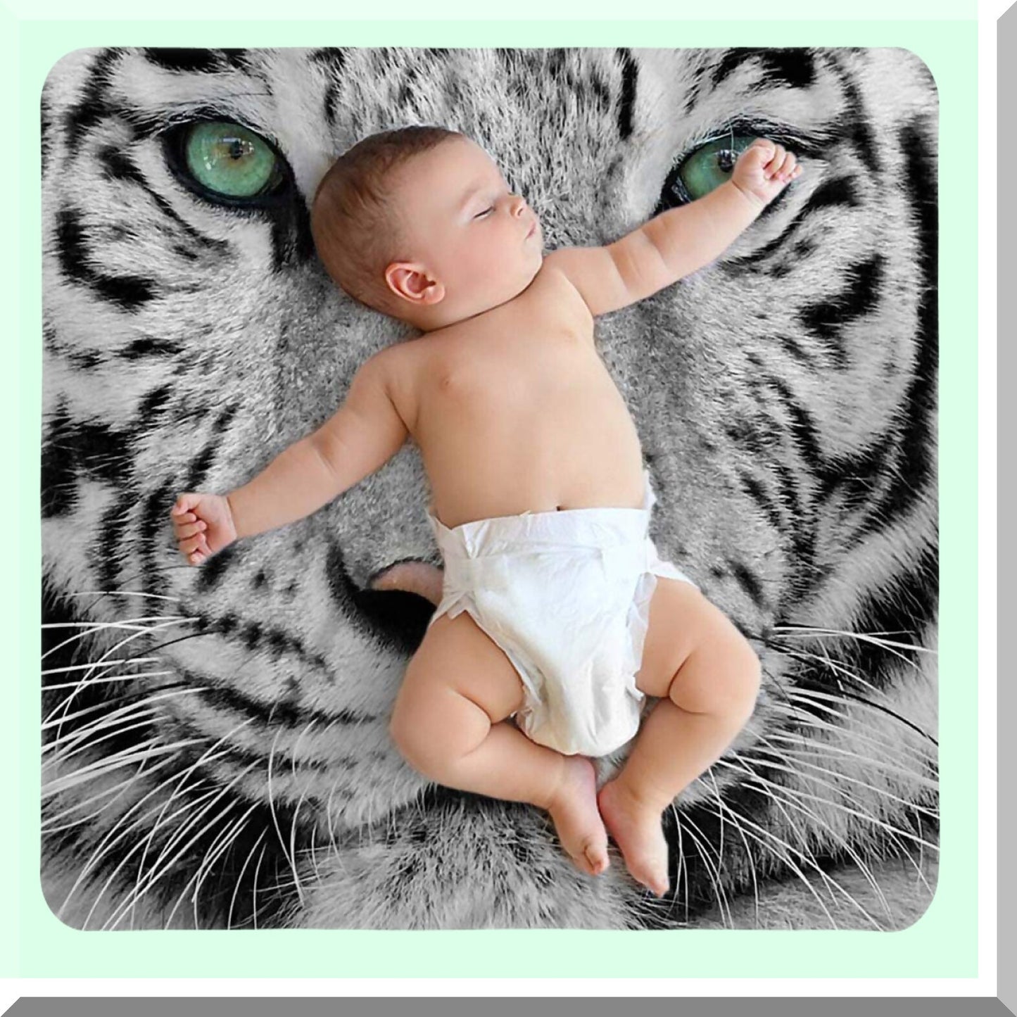 White Tiger Cozy Flannel Throw - Soft, Warm, Decorative Plush Blanket for Baby, Toddler, Dog, Cat - 30x40 Inch