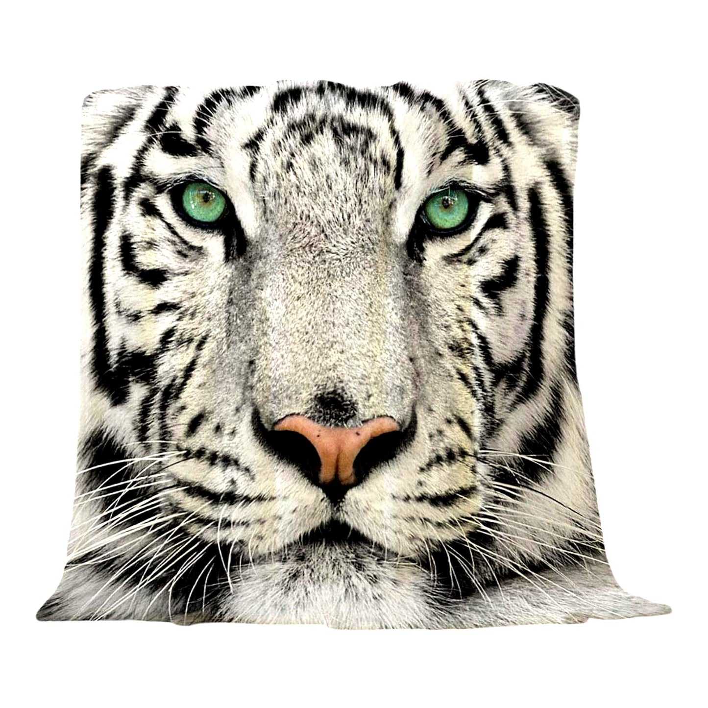 White Tiger Cozy Flannel Throw - Soft, Warm, Decorative Plush Blanket for Baby, Toddler, Dog, Cat - 30x40 Inch