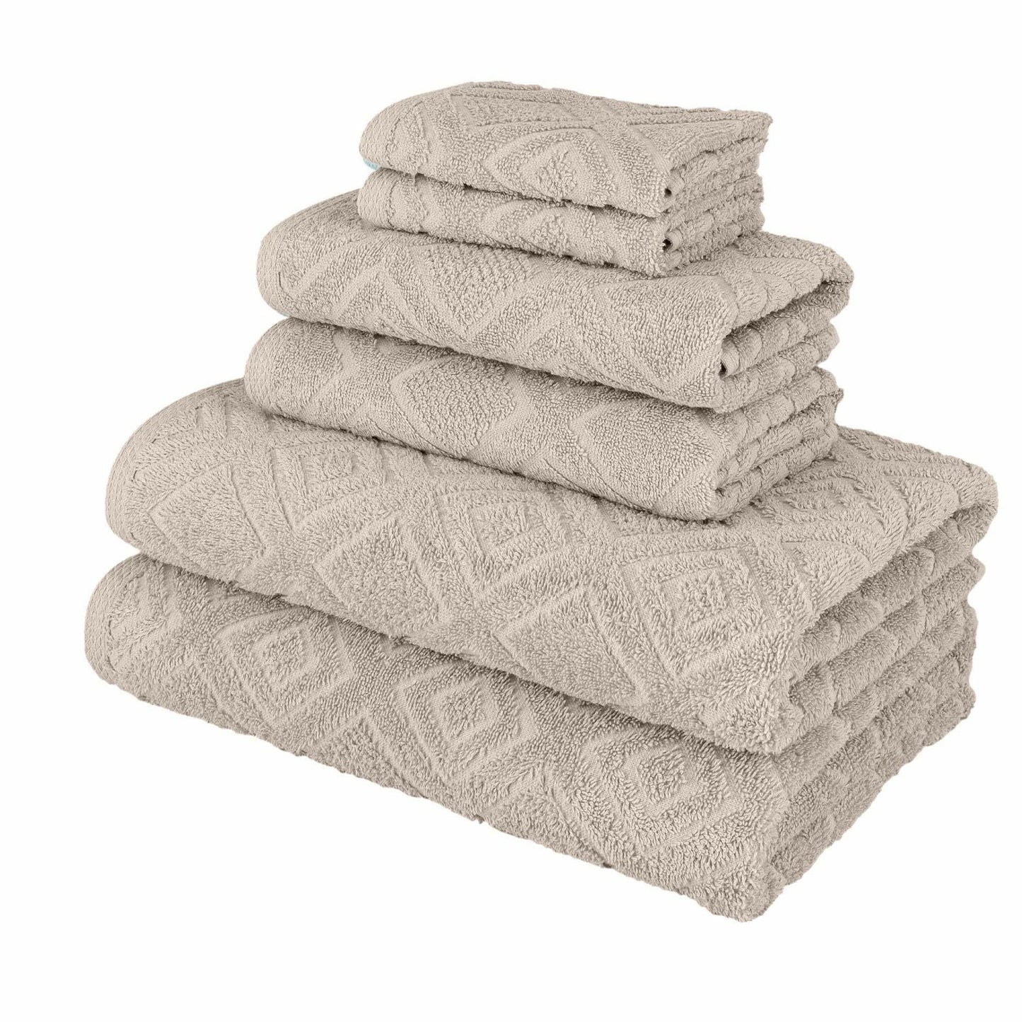 Diamond Jacquard Towel Set 6-Piece Turkish Cotton