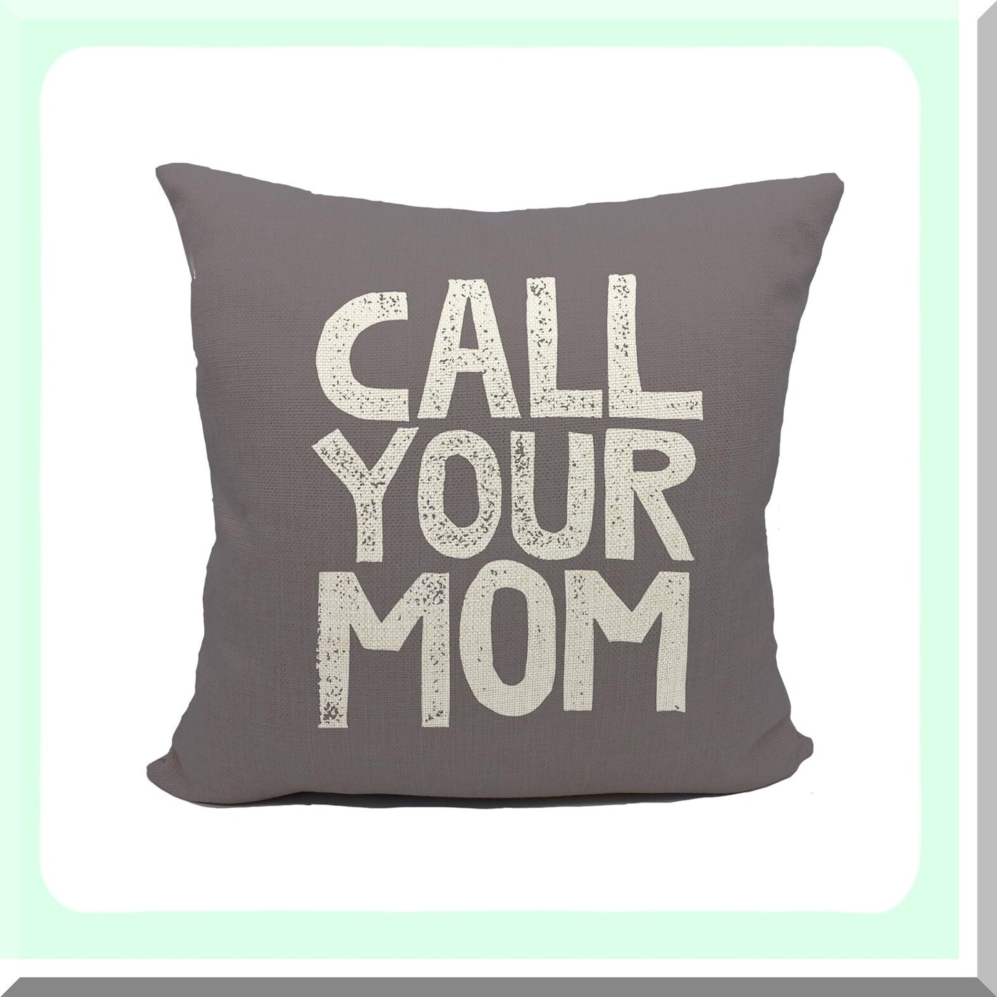 Mom's Love Funny Pillow Cover - Daughter Son Gifts, Dorm Room Decor, Graduation Party - 18x18 Grey Cotton Linen Cushion for Sofa Couch Bed