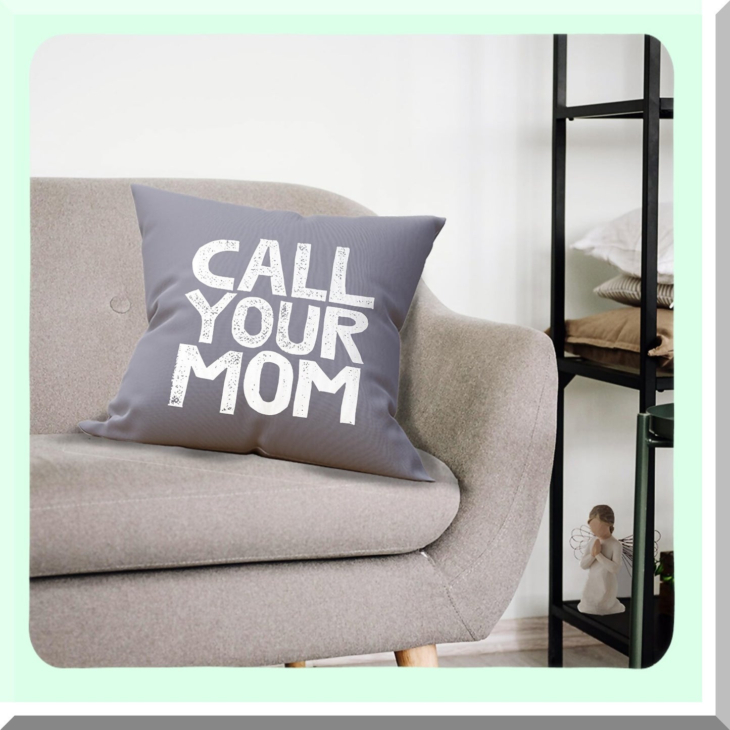 Mom's Love Funny Pillow Cover - Daughter Son Gifts, Dorm Room Decor, Graduation Party - 18x18 Grey Cotton Linen Cushion for Sofa Couch Bed