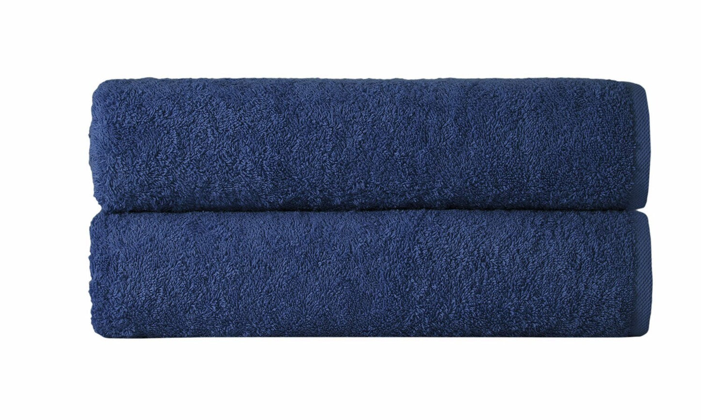 Turkish Cotton Bath Towels Set 2 Piece Navy Blue