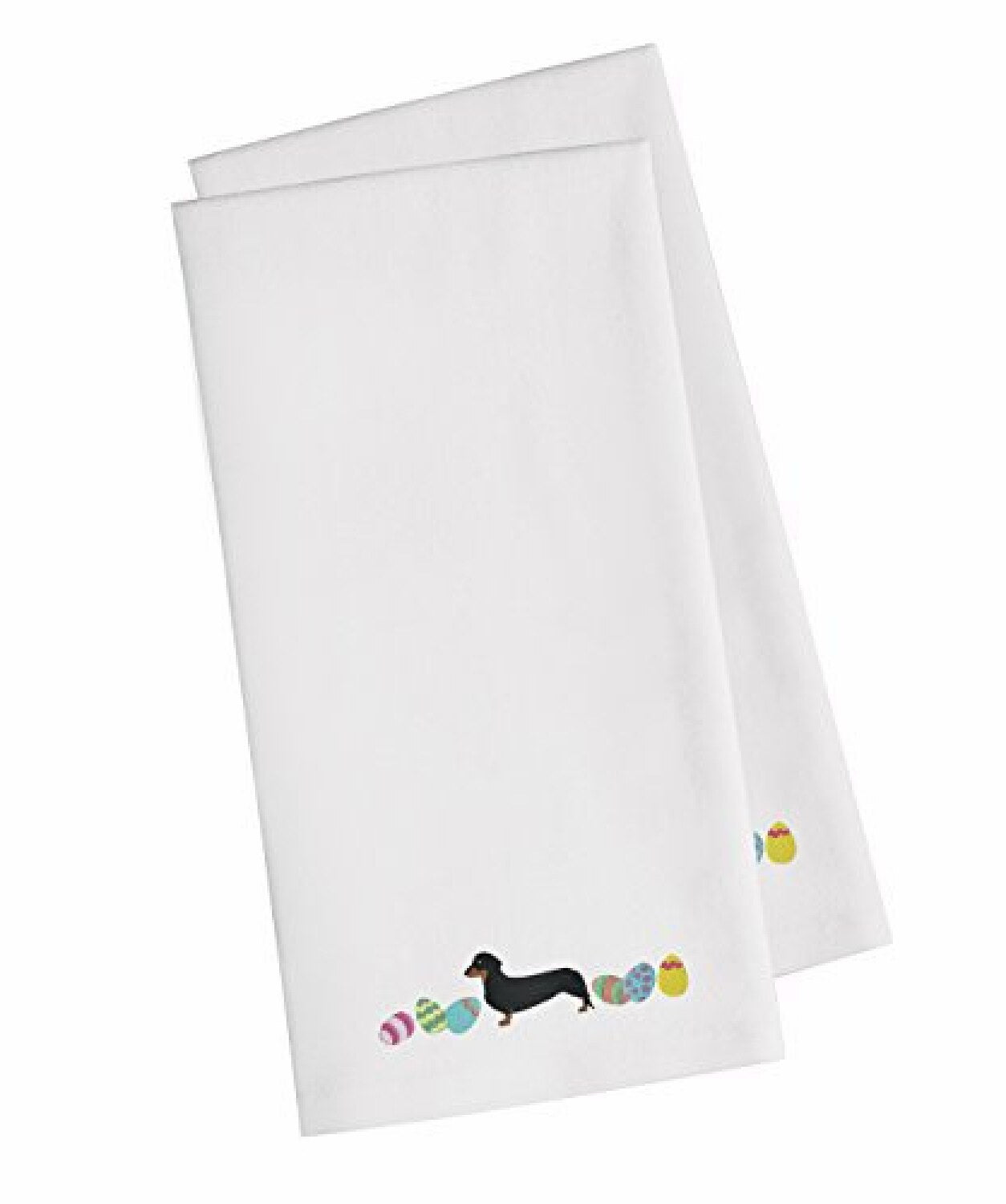 Dachshund White Embroidered Towel Set 2 19x25