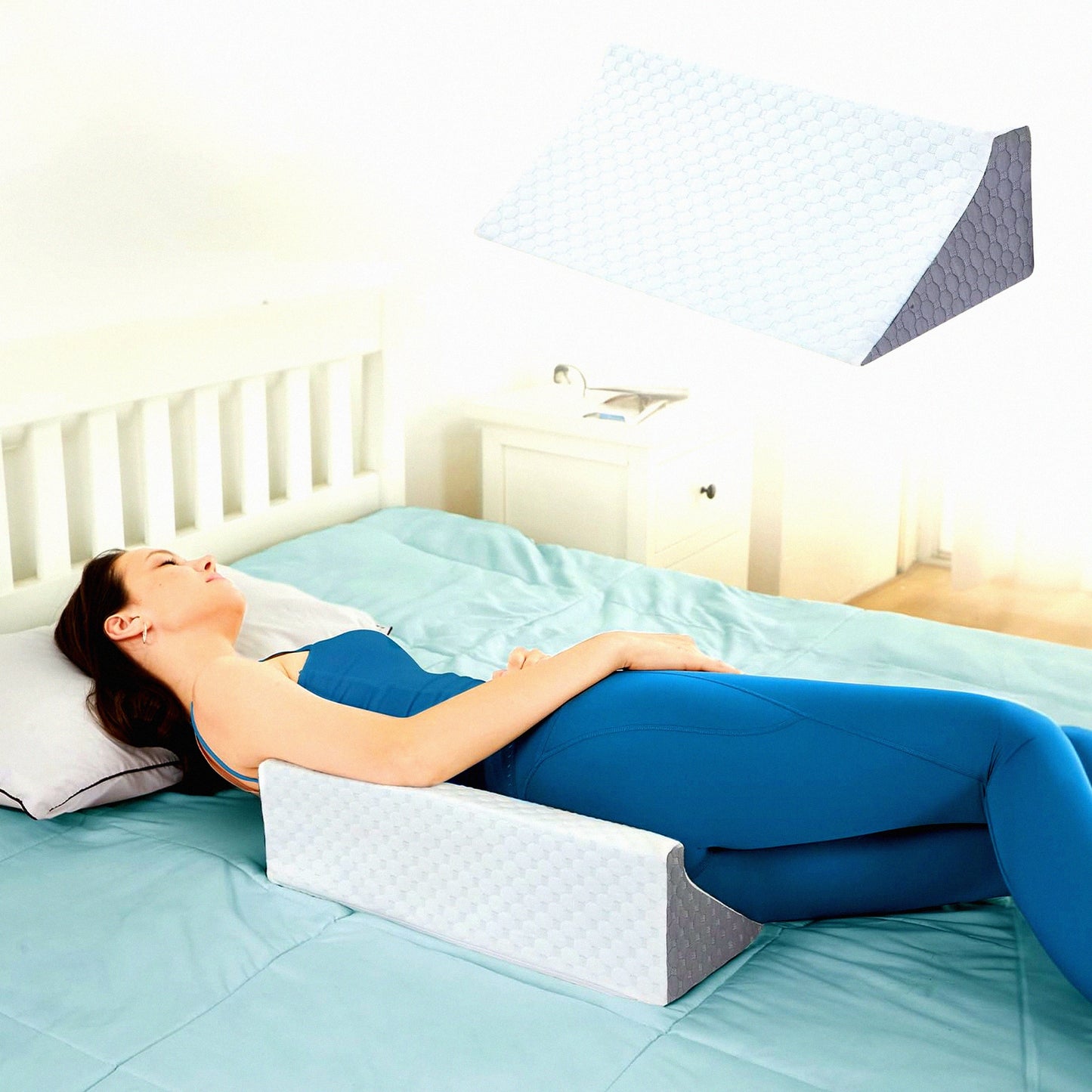 SleepEase Body Support Wedge - Pregnancy & Post-Op Pillow for Side Sleepers. Back Pain Relief & Comfortable Sleep Positioner.