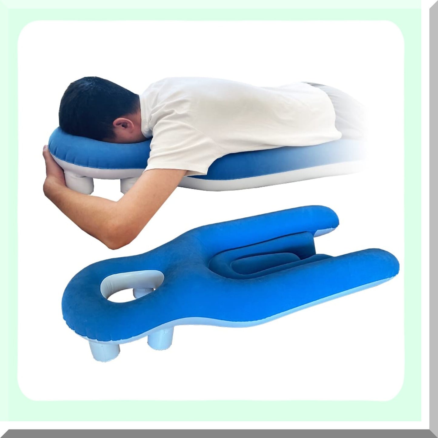 Prone Comfort Pillow - Blue | Face Down Recovery Cushion for Head Support After Surgery, Retinal Detachment, Vitrectomy | Breathe Easy Sleeping on Stomach | Donut Shape for Comfort