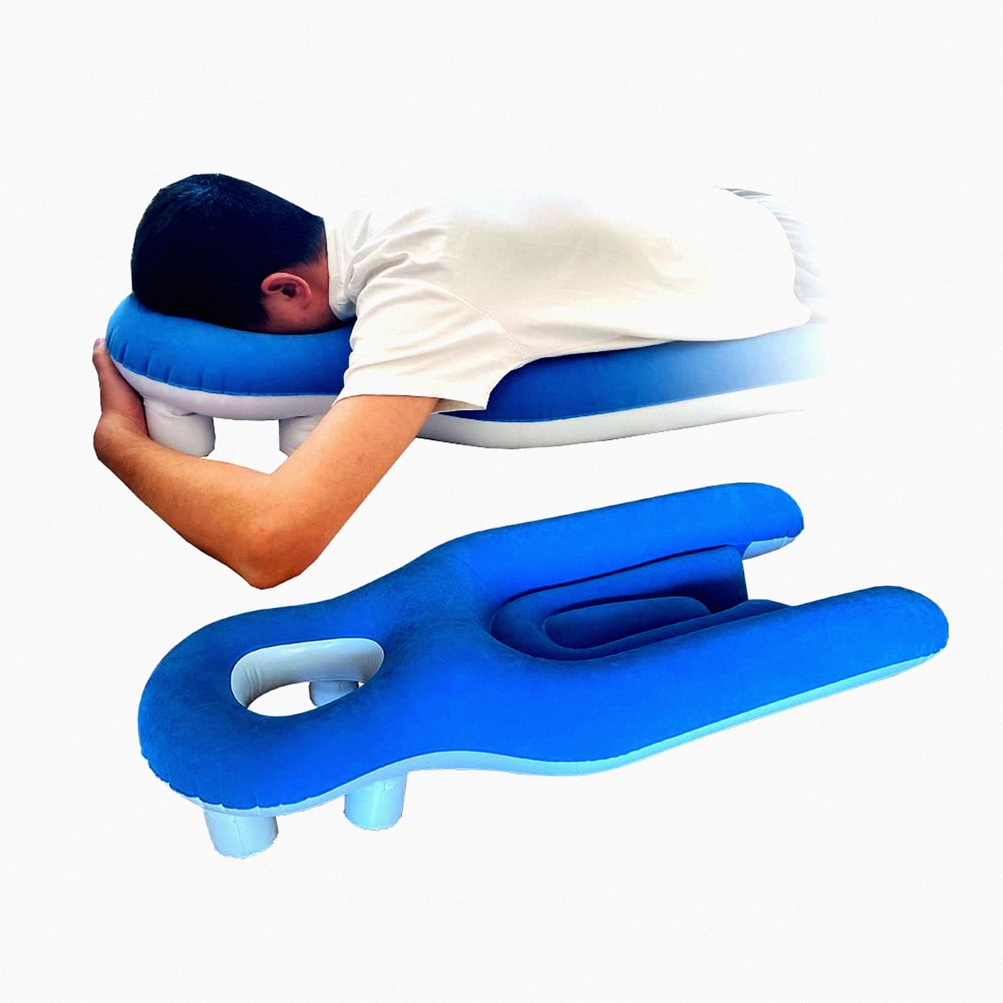 Prone Comfort Pillow - Blue | Face Down Recovery Cushion for Head Support After Surgery, Retinal Detachment, Vitrectomy | Breathe Easy Sleeping on Stomach | Donut Shape for Comfort