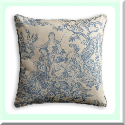 Blue Cotton Bliss Pillow Cover - 18x18 Inch Square Decorative Cushion with Invisible Zipper for Couch, Bedroom, Home - Spring/Summer Collection