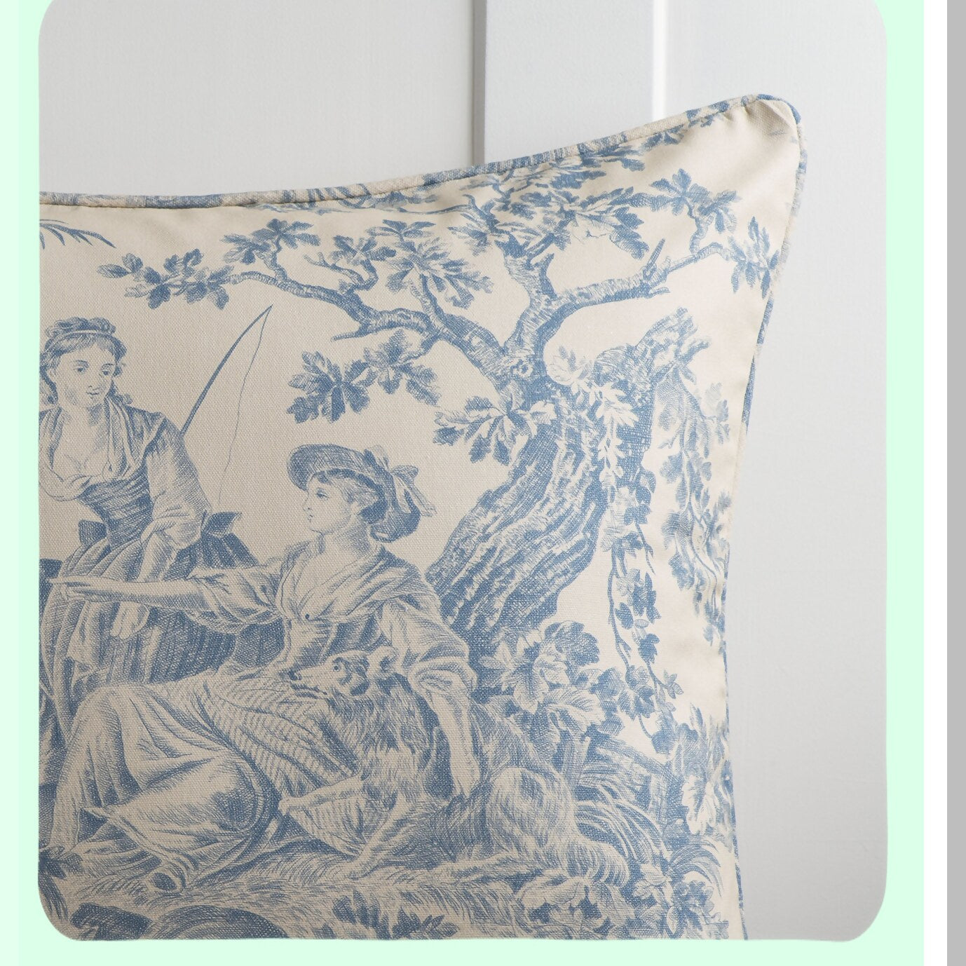Blue Cotton Bliss Pillow Cover - 18x18 Inch Square Decorative Cushion with Invisible Zipper for Couch, Bedroom, Home - Spring/Summer Collection