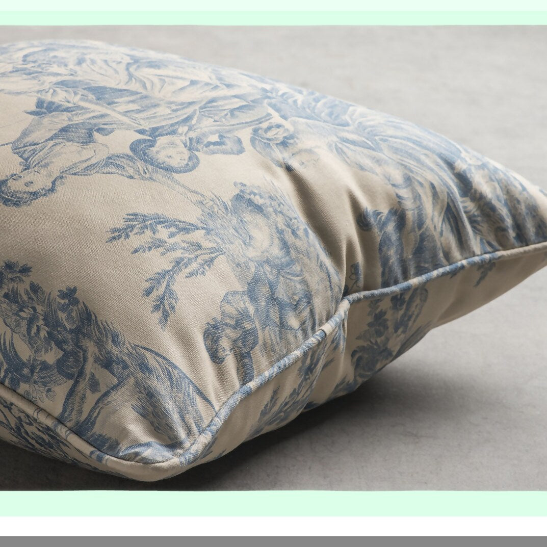 Blue Cotton Bliss Pillow Cover - 18x18 Inch Square Decorative Cushion with Invisible Zipper for Couch, Bedroom, Home - Spring/Summer Collection
