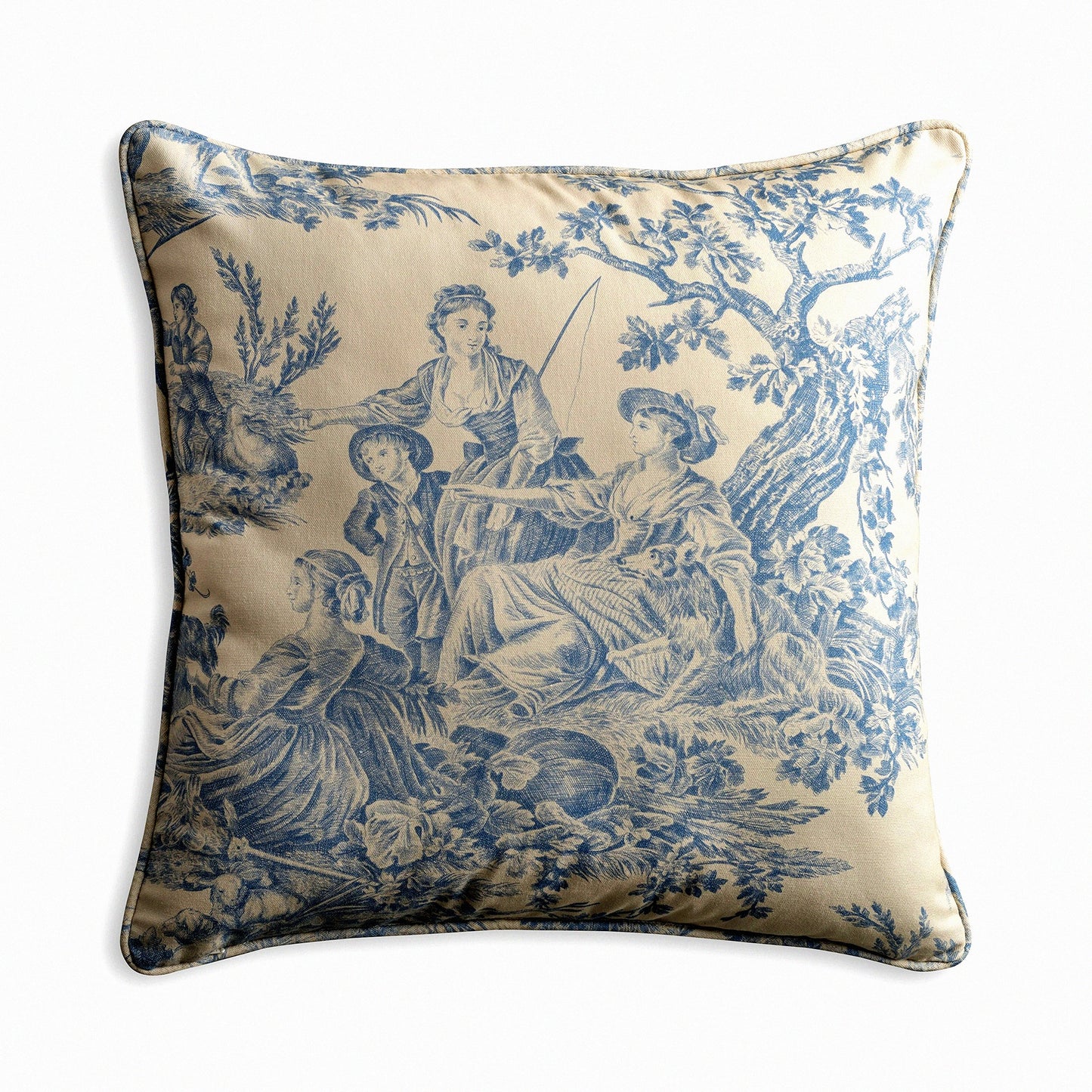 Blue Cotton Bliss Pillow Cover - 18x18 Inch Square Decorative Cushion with Invisible Zipper for Couch, Bedroom, Home - Spring/Summer Collection