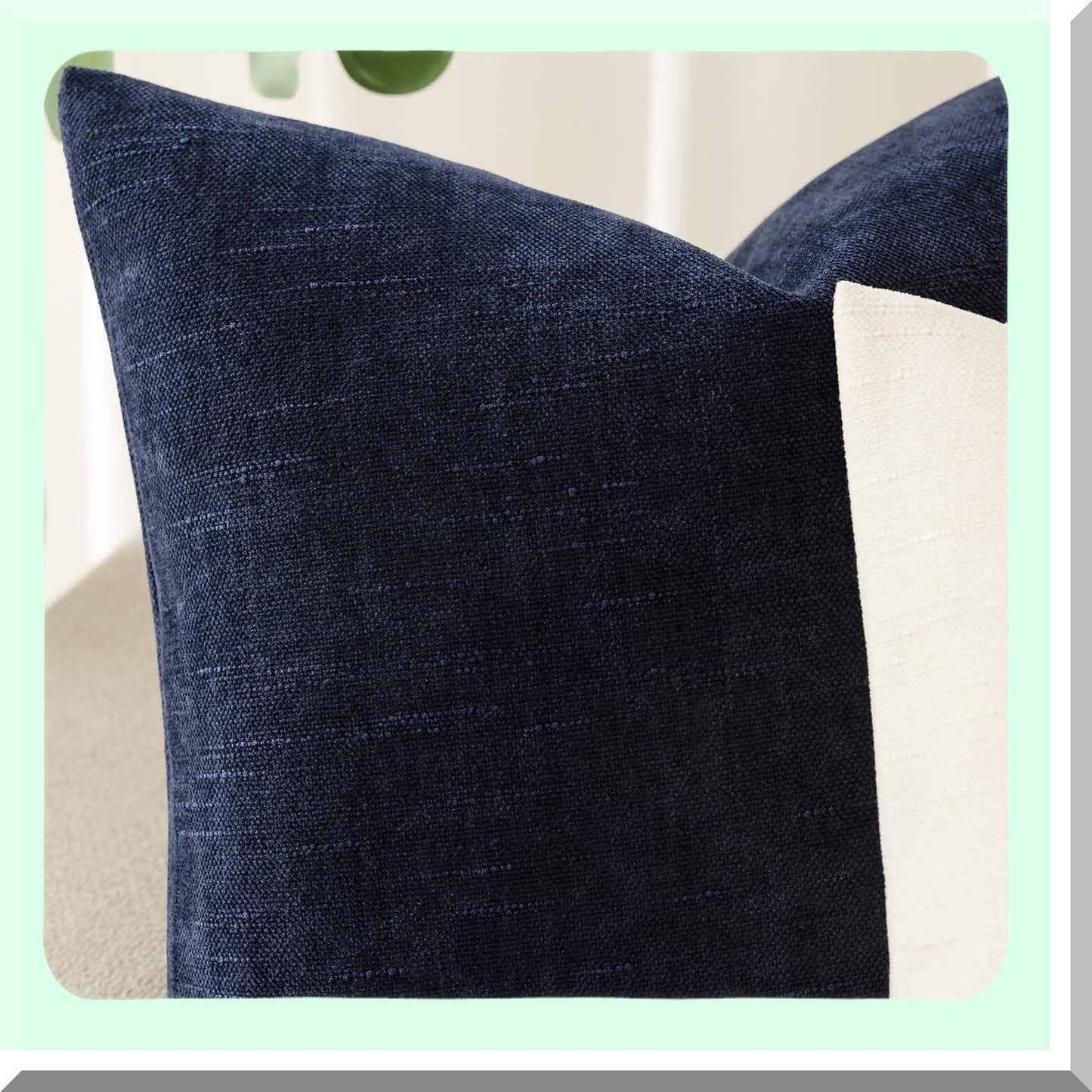 Cozy Farmhouse Lumbar Pillow Covers - Set of 2 Soft Textured Throw Cushion Cases for Couch Sofa Bedroom Living Room Decor, 12x20 Inch Navy Blue Zippered Accents