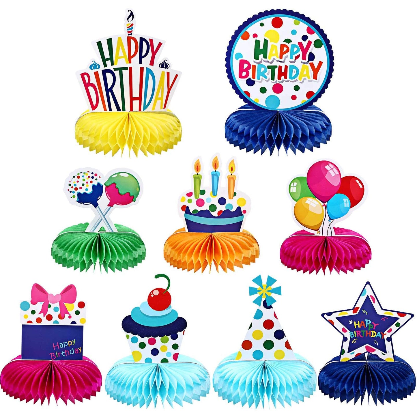 Colorful Birthday Decorations with Honeycomb Balls