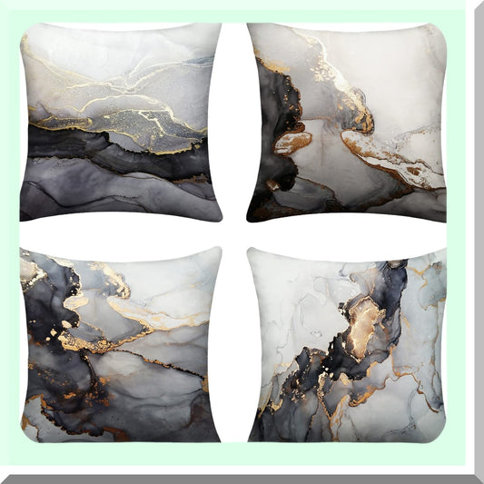 Luxury Marble Texture Pillow Covers Set of 4 18x18