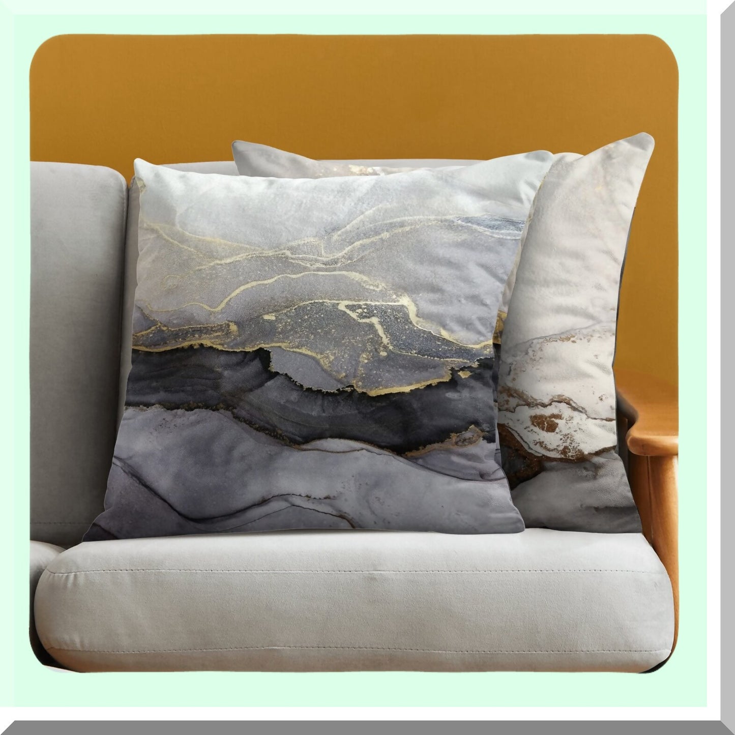 Luxury Marble Texture Decorative Pillow Covers - Set of 4 Black Gold Silver Couch Pillows 18x18 for Living Room, Sofa, Bed, Outdoor Car Décor