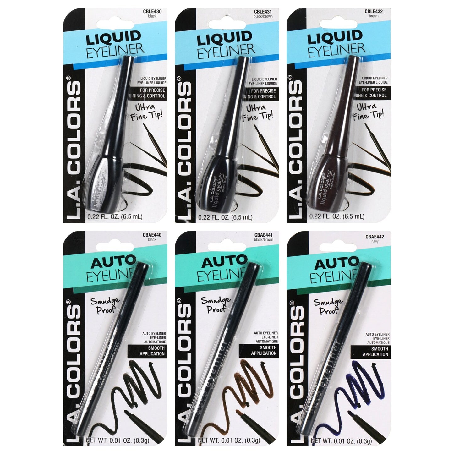 L.A. Colors Expressions Liquid Eyeliner, 0.22 oz. Tubes (Pack of 36)
