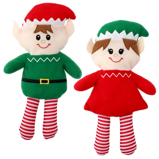 Christmas House Decorative Stuffed Boy and Girl Elves 2pk., 9.5-in. (Pack of 4)