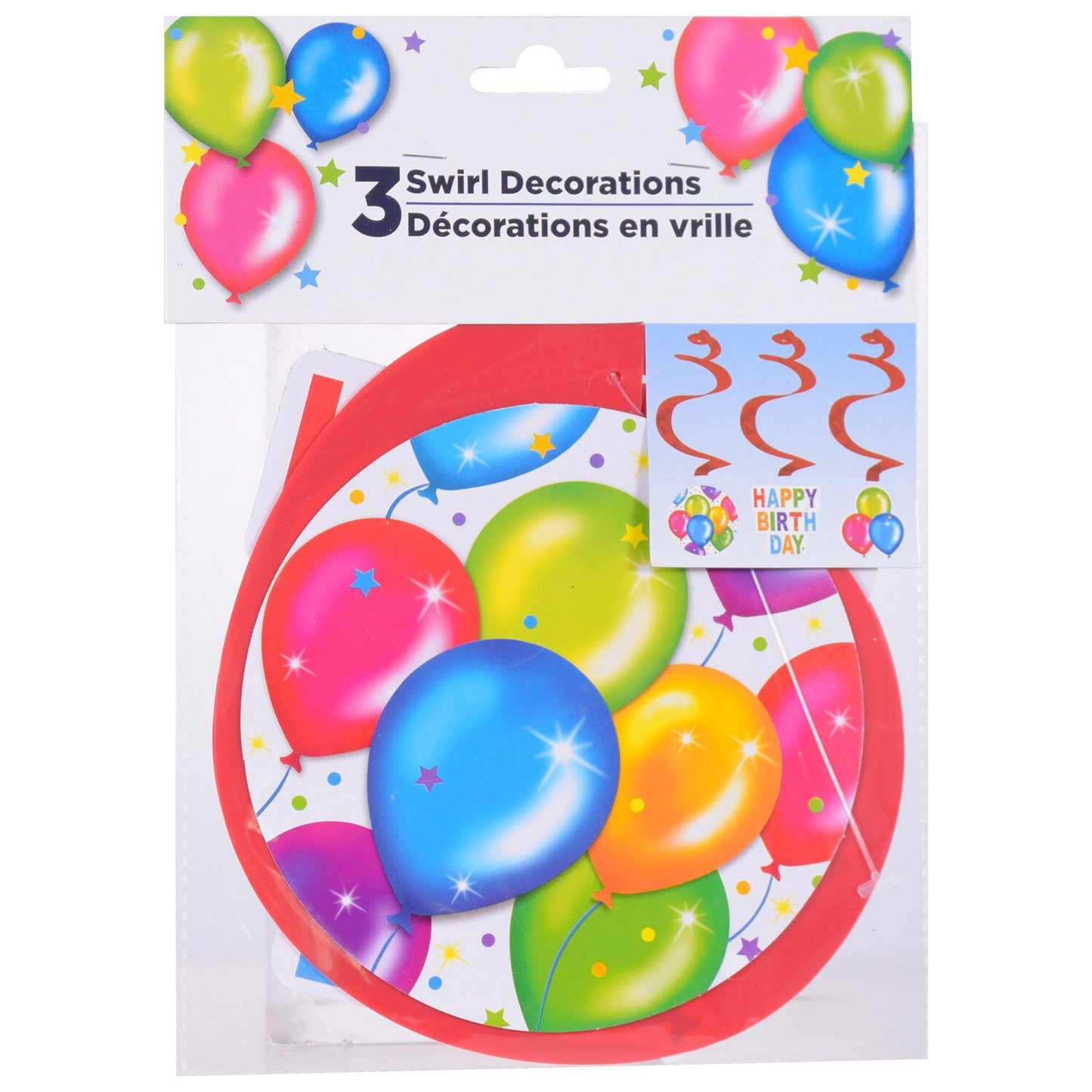 Birthday Balloon Hanging Glittery Swirl Decorations, 3-ct. Packs (Pack of 24)