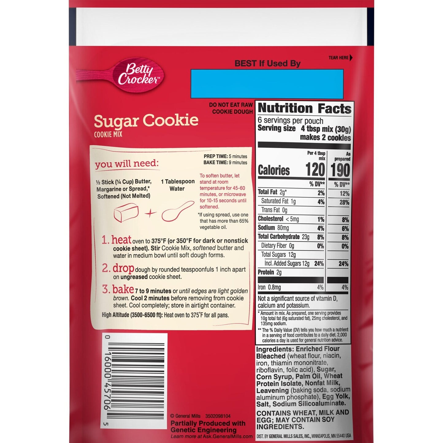 Betty Crocker Sugar Cookie Mix, 6.25-oz. Bags (Pack of 9)