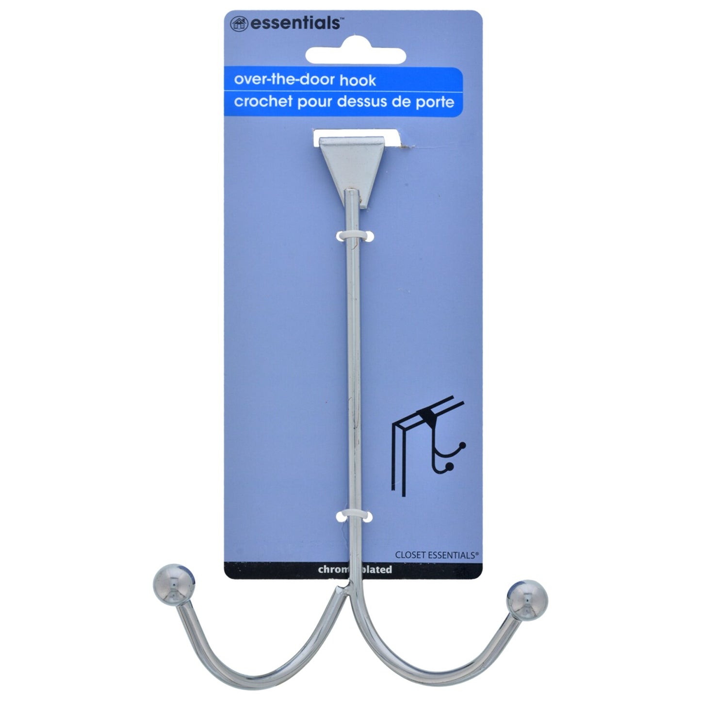 Essentials Silver Colored Over-the-Door Double Hooks (Pack of 24)