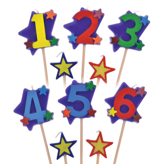 Number Birthday Candles on a Stick, 3-pc. Packs (Pack of 36)