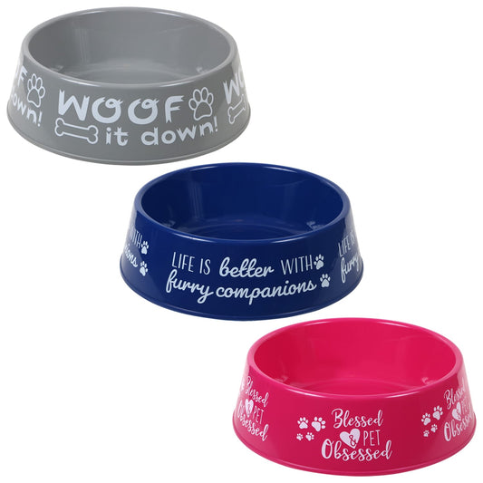 Round Plastic Patterned Pet Bowls, 9.75x2.875-in. (Pack of 36)