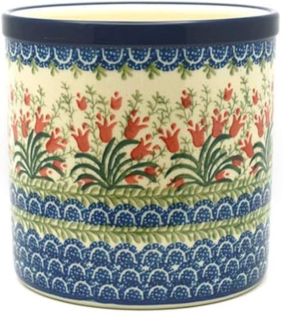 Crimson Bells Polish Pottery Utensil Holder