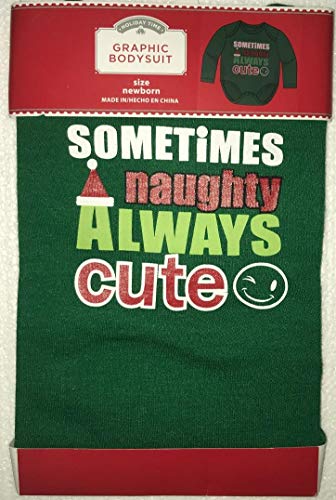 Baby Boys Girls Assorted   Bodysuits -   Tree, Santa, Grandma (Green-Sometimes  , Always Cute, 3-6 Months)