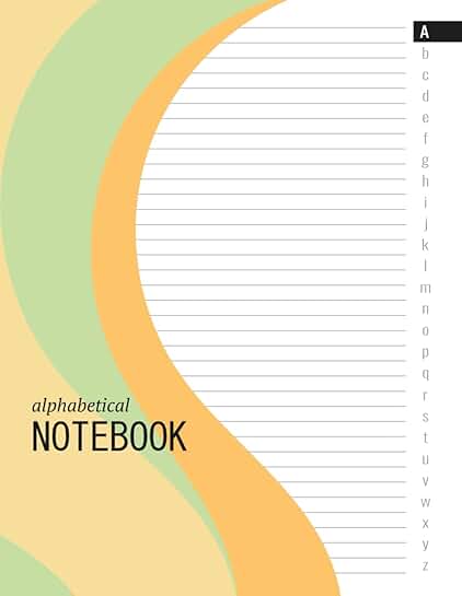 Alphabetical Lined Notebook with A-Z Tabs in Orange and Green