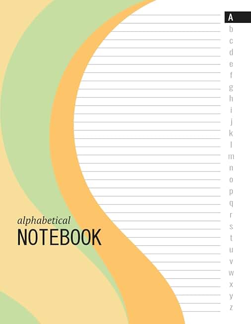 Alphabetical Lined Notebook with A-Z Tabs in Orange and Green